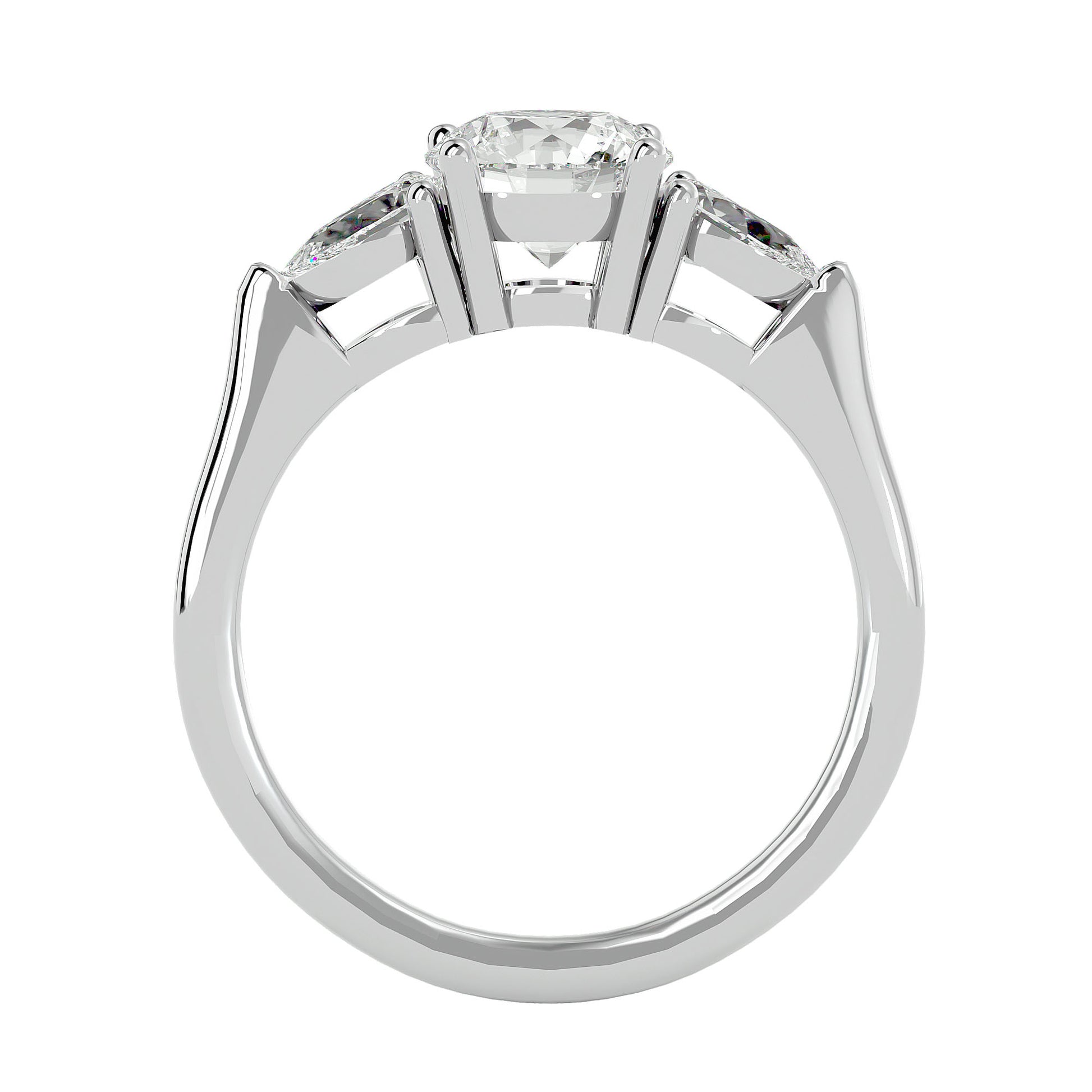 Lab Grown Round Cut Diamond In White Gold Three Stone Ring