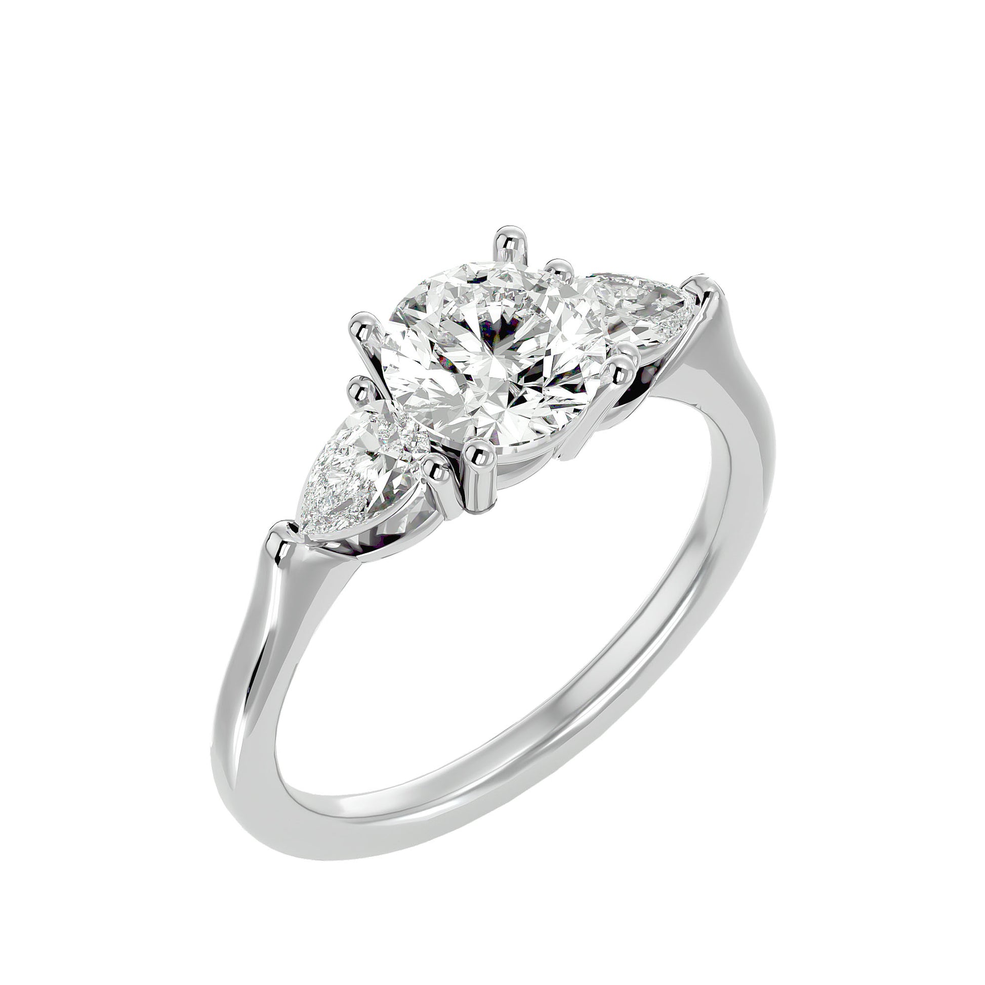 Lab Grown Round Cut Diamond In White Gold Three Stone Ring