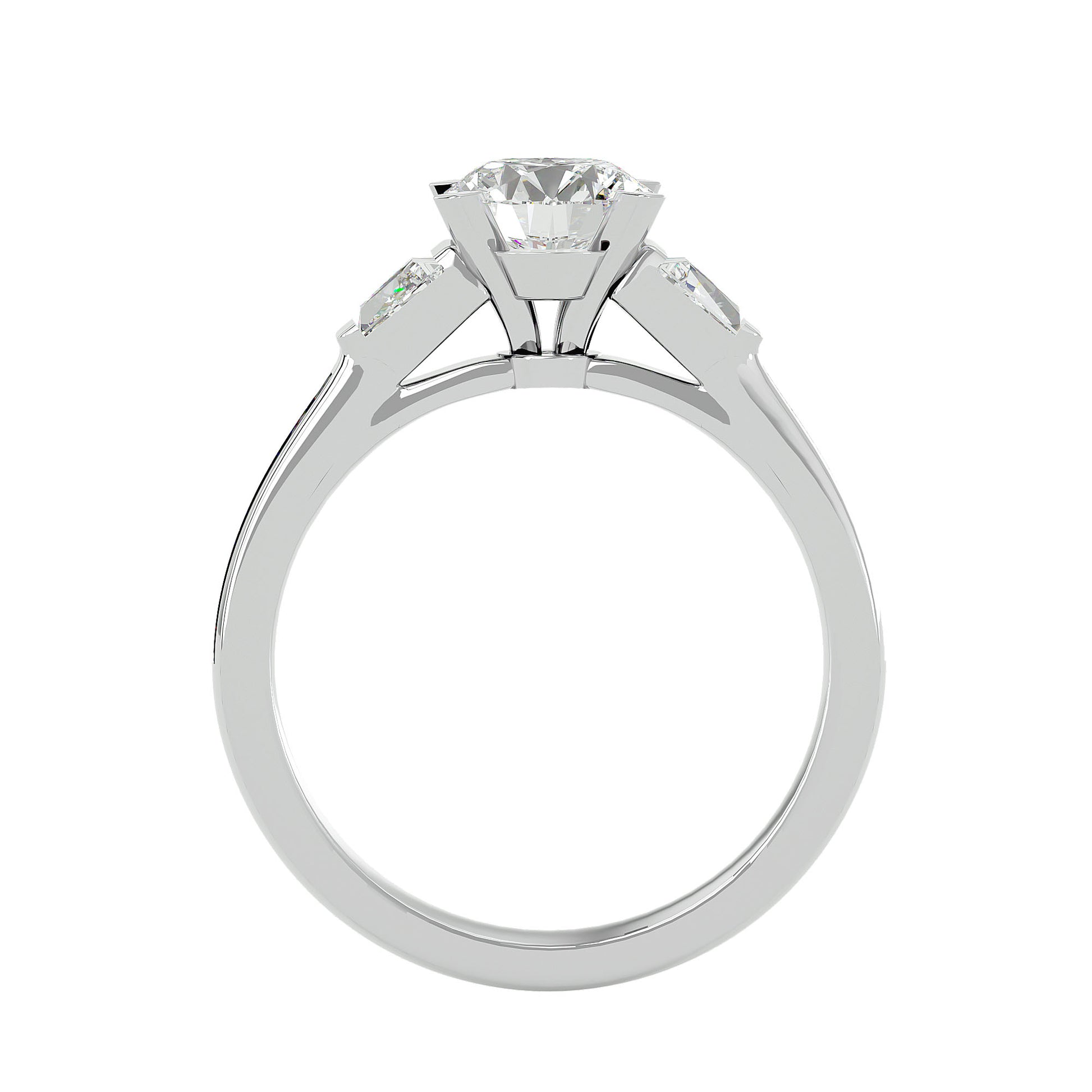 Lab Grown Round Cut Diamond In White Gold Three Stone Ring