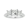 Lab Grown Princess Cut Diamond In White Gold Three Stone Ring