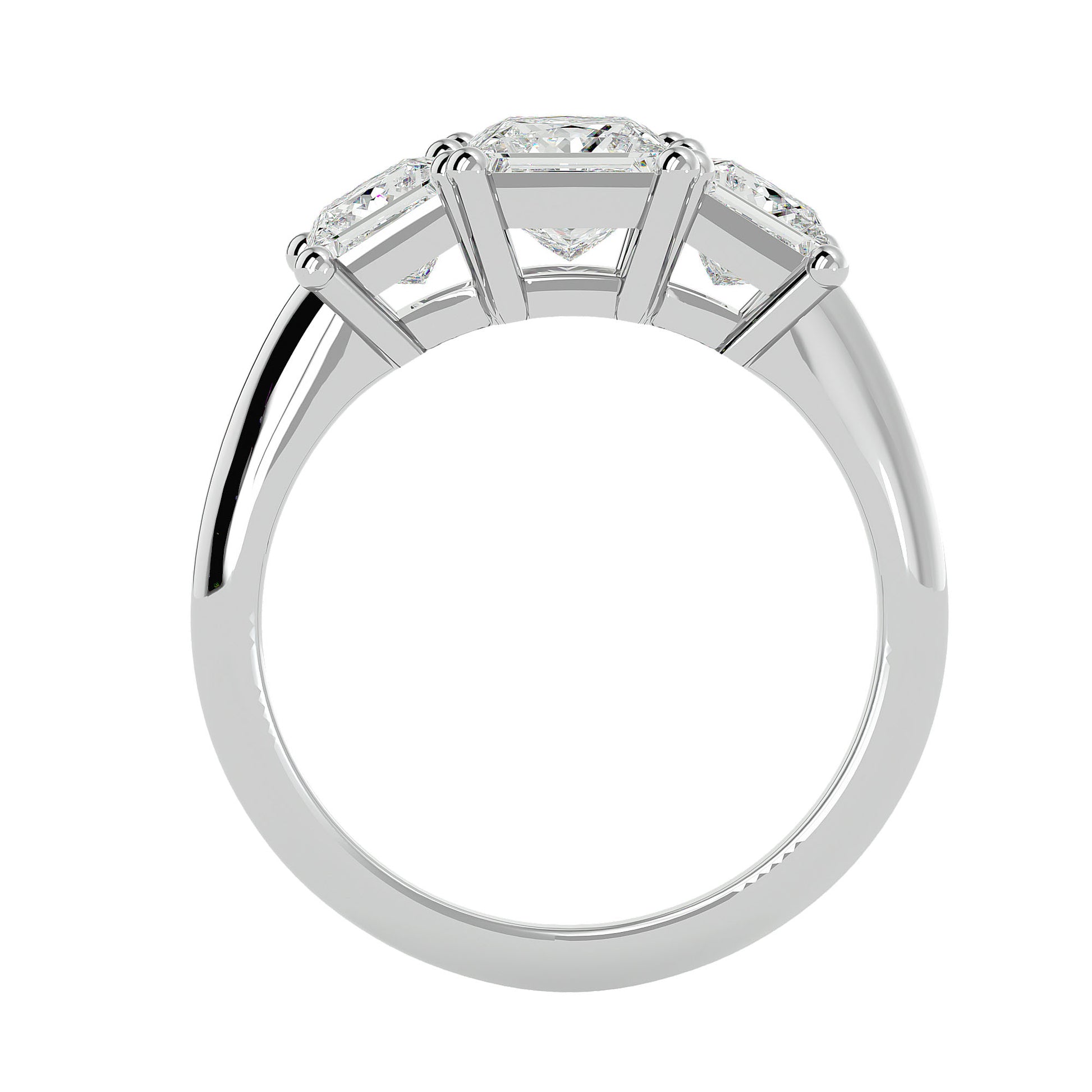 Lab Grown Princess Cut Diamond In White Gold Three Stone Ring