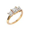 Lab Grown Princess Cut Diamond Three Stone Ring In Yellow Gold