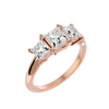 Lab Grown Princess Cut Diamond Three Stone Ring In Rose Gold