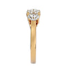 Lab Grown Round Cut Diamond Three Stone Ring In Yellow Gold