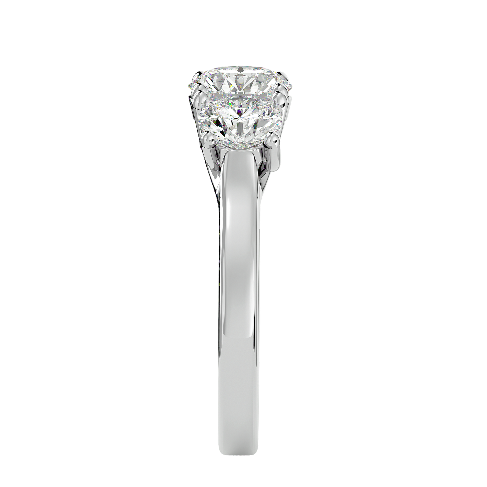 Lab Grown Round Cut Diamond In White Gold Three Stone Ring