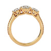 Lab Grown Round Cut Diamond Three Stone Ring In Yellow Gold