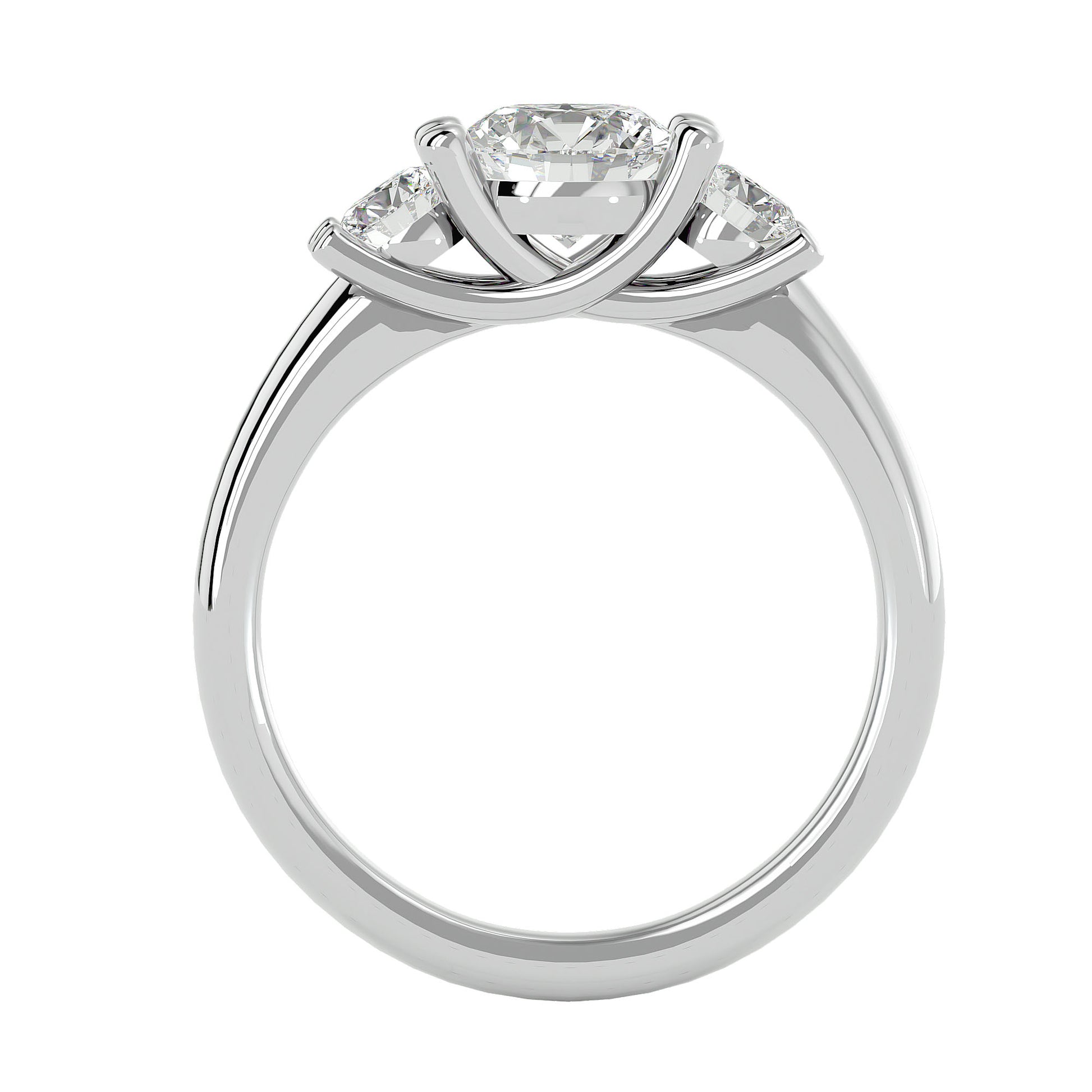 Lab Grown Round Cut Diamond In White Gold Three Stone Ring