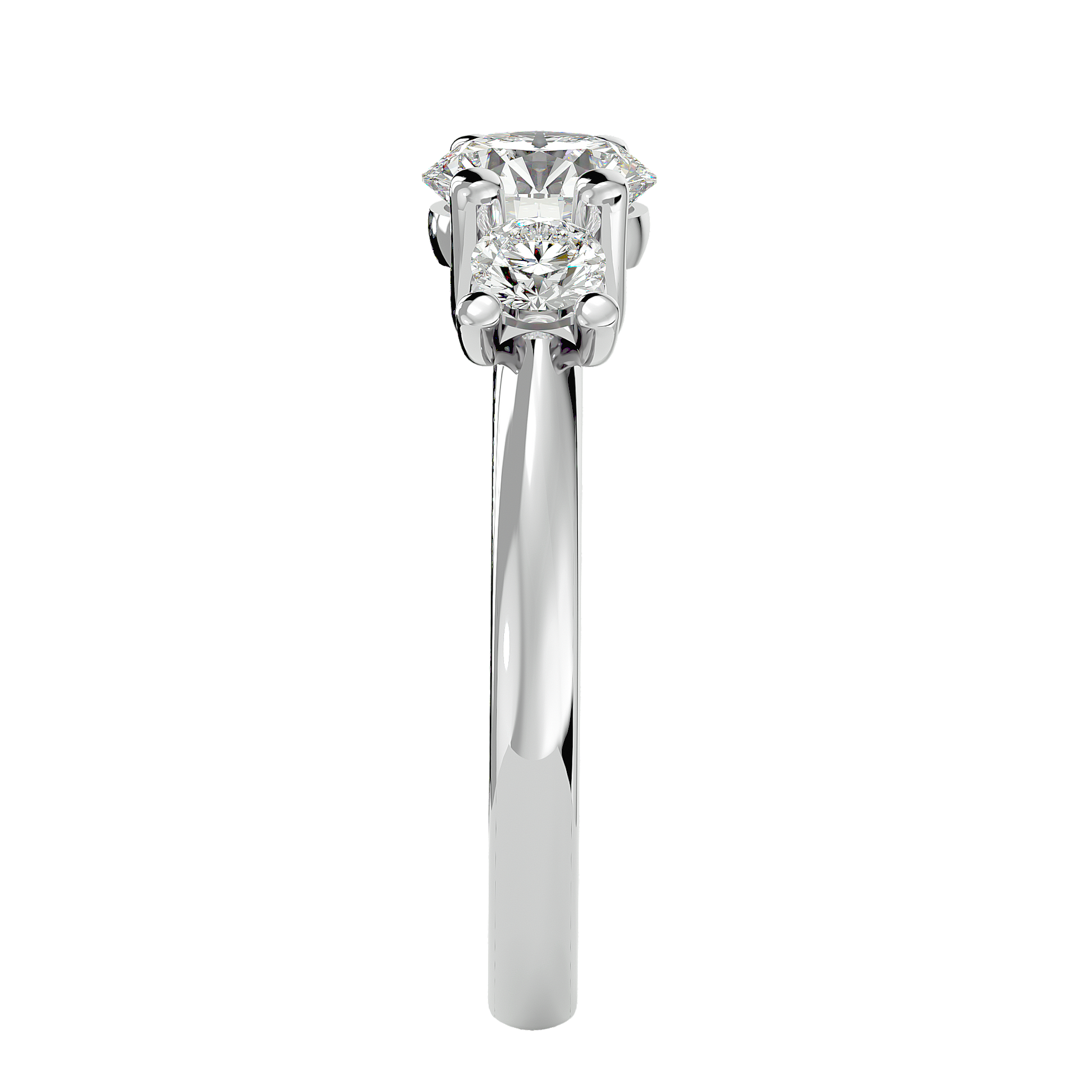 Lab Grown Round Cut Diamond In White Gold Three Stone Ring