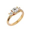 Lab Grown Round Cut Diamond Three Stone Ring In Yellow Gold