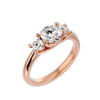 Lab Grown Round Cut Diamond Three Stone Ring In Rose Gold