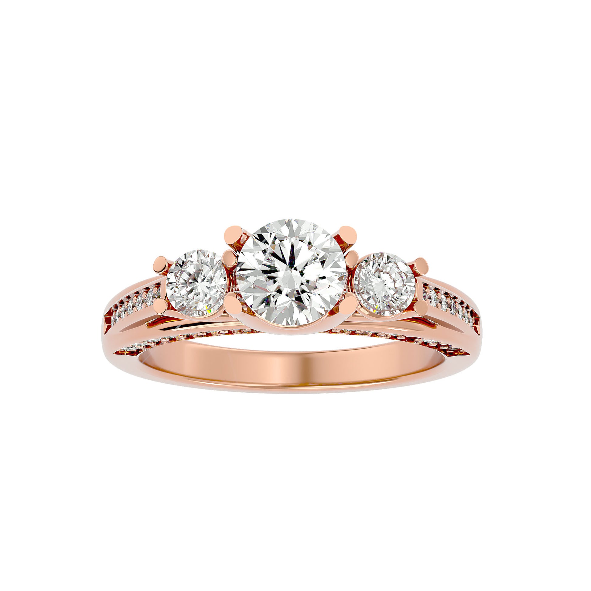 Amazing Lab Grown Round Cut Diamond Three Stone Ring