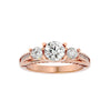 Lab Grown Round Cut Diamond Three Stone Ring In Rose Gold