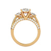 Lab Grown Round Cut Diamond Three Stone Ring In Yellow Gold