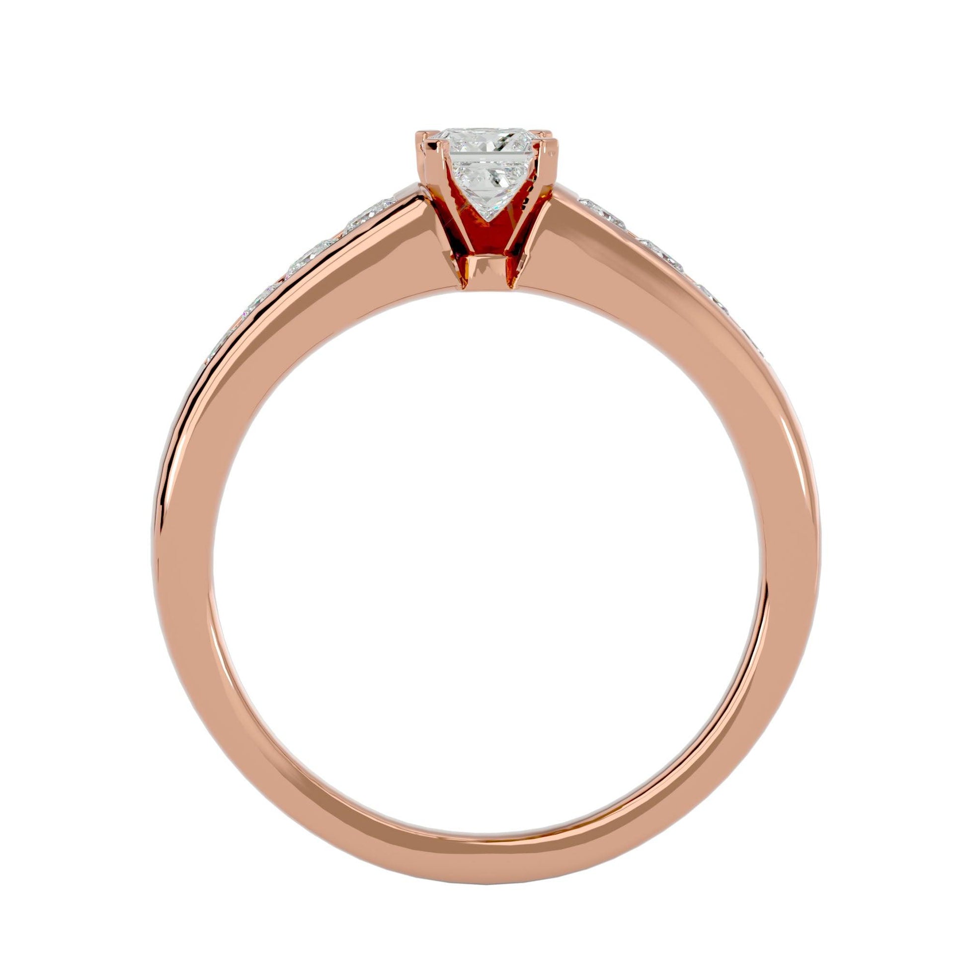 Lab Grown Princess Cut Diamond Solitaire Ring In Rose Gold