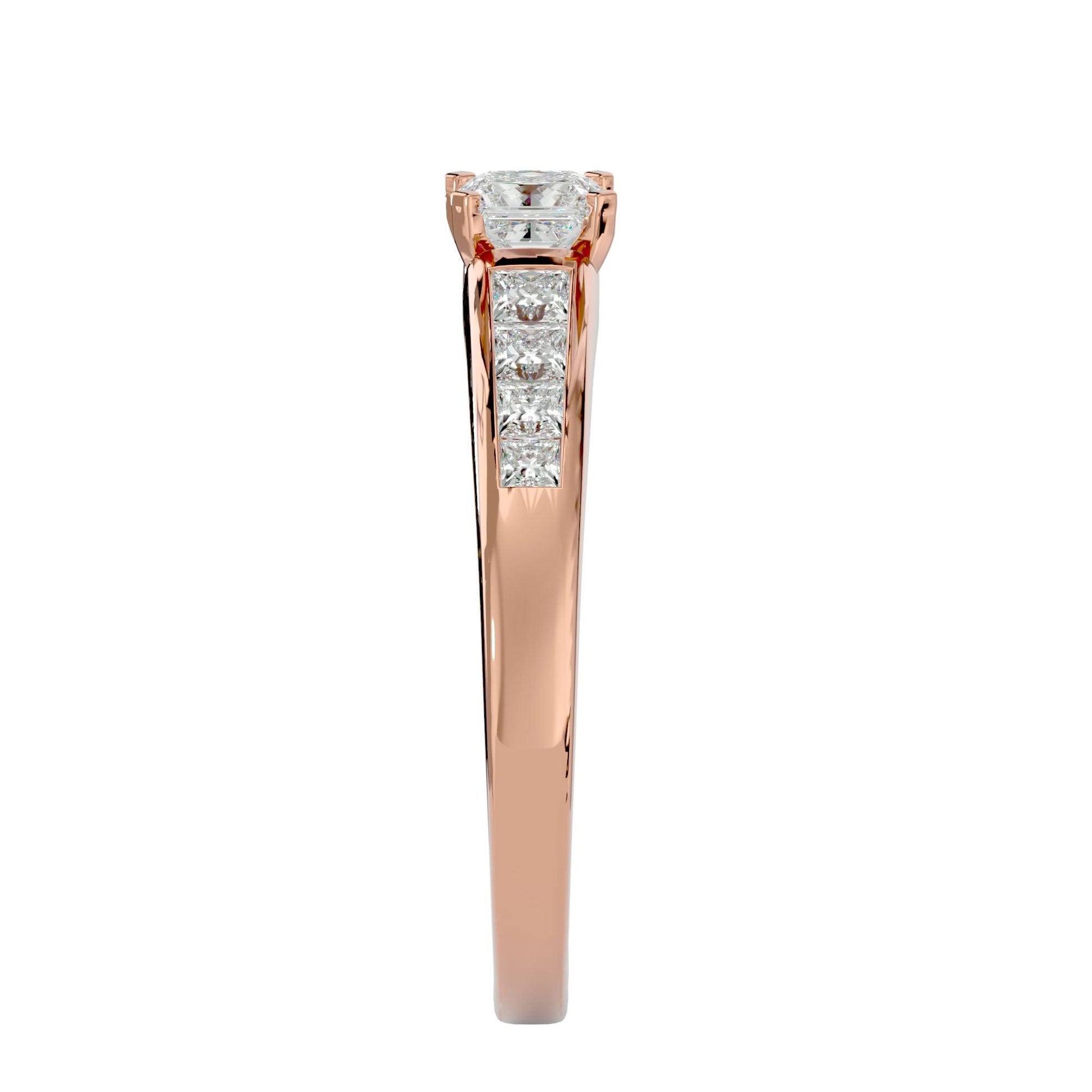 Lab Grown Princess Cut Diamond Solitaire Ring In Rose Gold