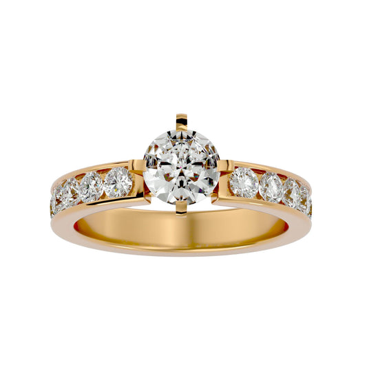 Lab Grown Round Diamond Solitaire Ring In Yellow Gold