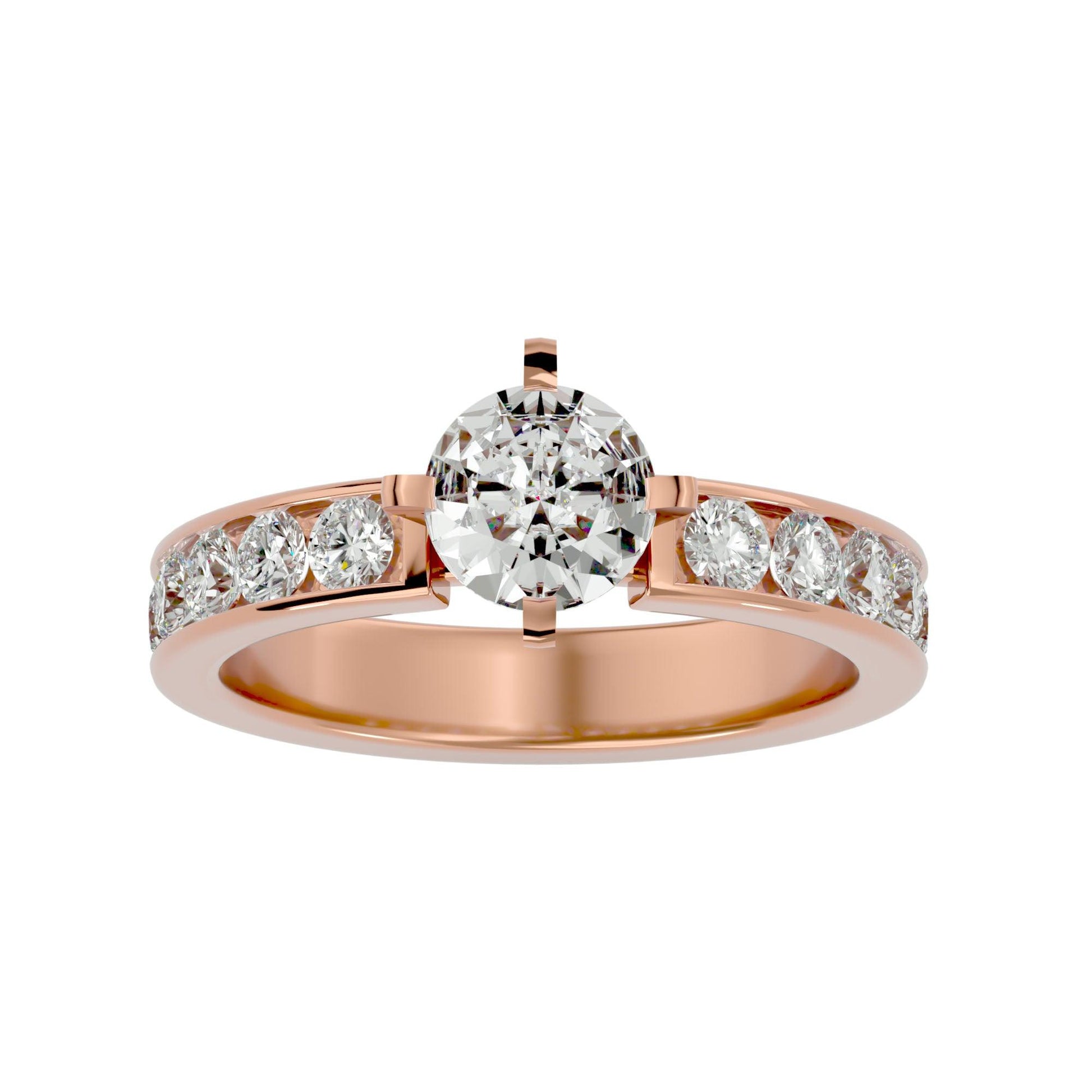 Lab Grown Round Diamond Solitaire Ring In Rose Gold