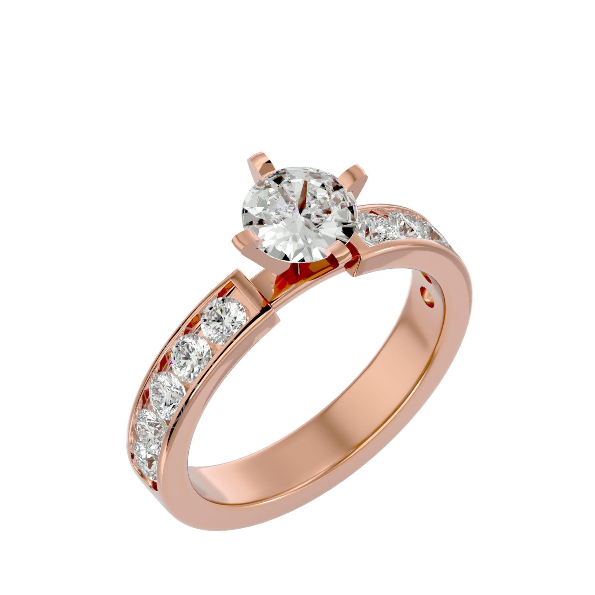 Lab Grown Round Diamond Solitaire Ring In Rose Gold