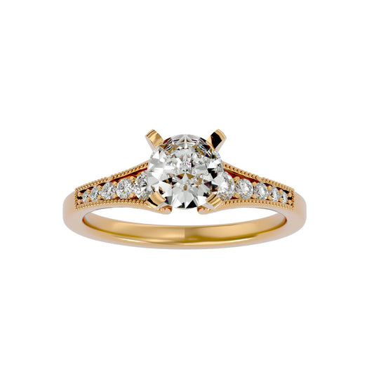 Lab Grown Round Diamond Solitaire Ring In Yellow Gold.