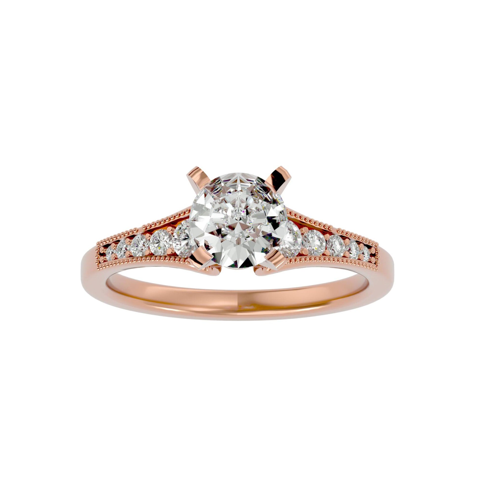 Lab Grown Round Cut Diamond Solitaire Ring In Rose Gold