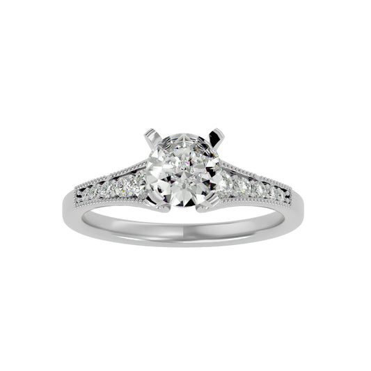 Lab Grown Round Cut Diamond Solitaire Ring In Platinum