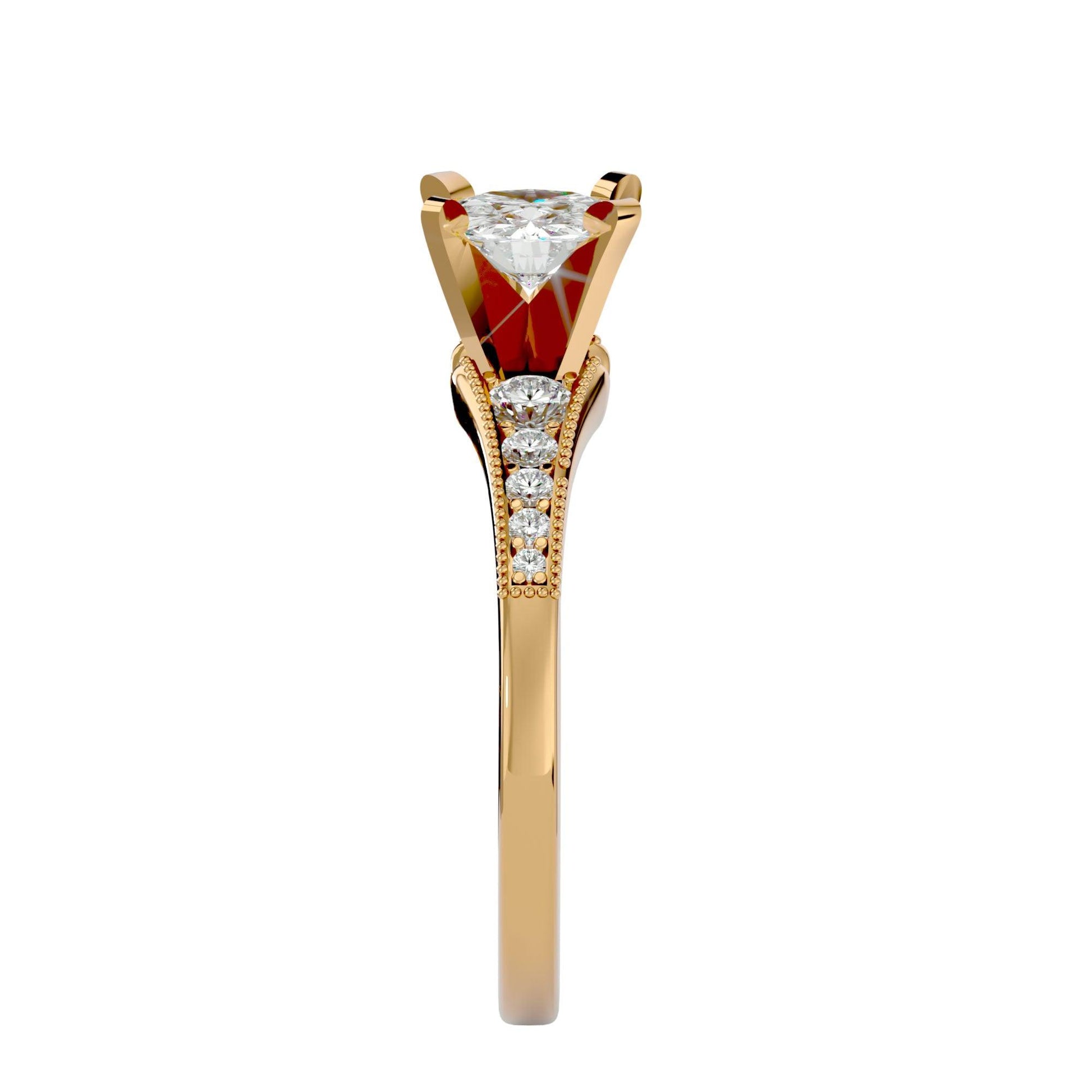 Lab Grown Round Diamond Solitaire Ring In Yellow Gold.