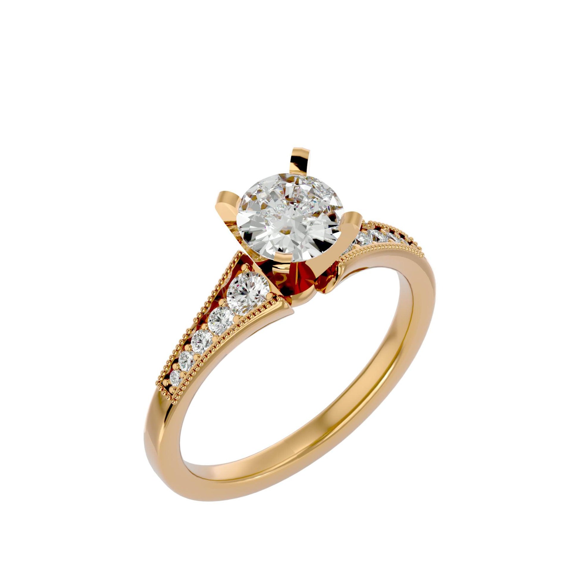 Lab Grown Round Diamond Solitaire Ring In Yellow Gold.