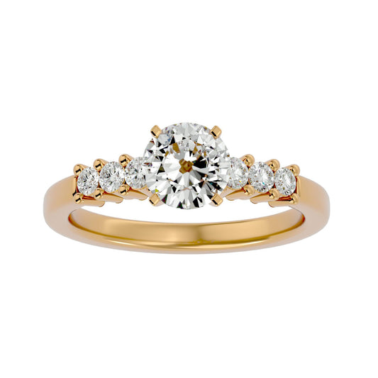 Lab Grown Round Cut Diamond Solitaire Ring In Yellow Gold