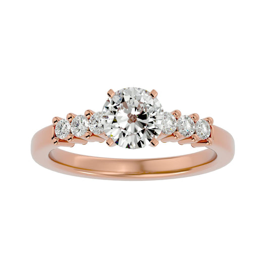 Lab Grown Round Cut Diamond Solitaire Ring In Rose Gold