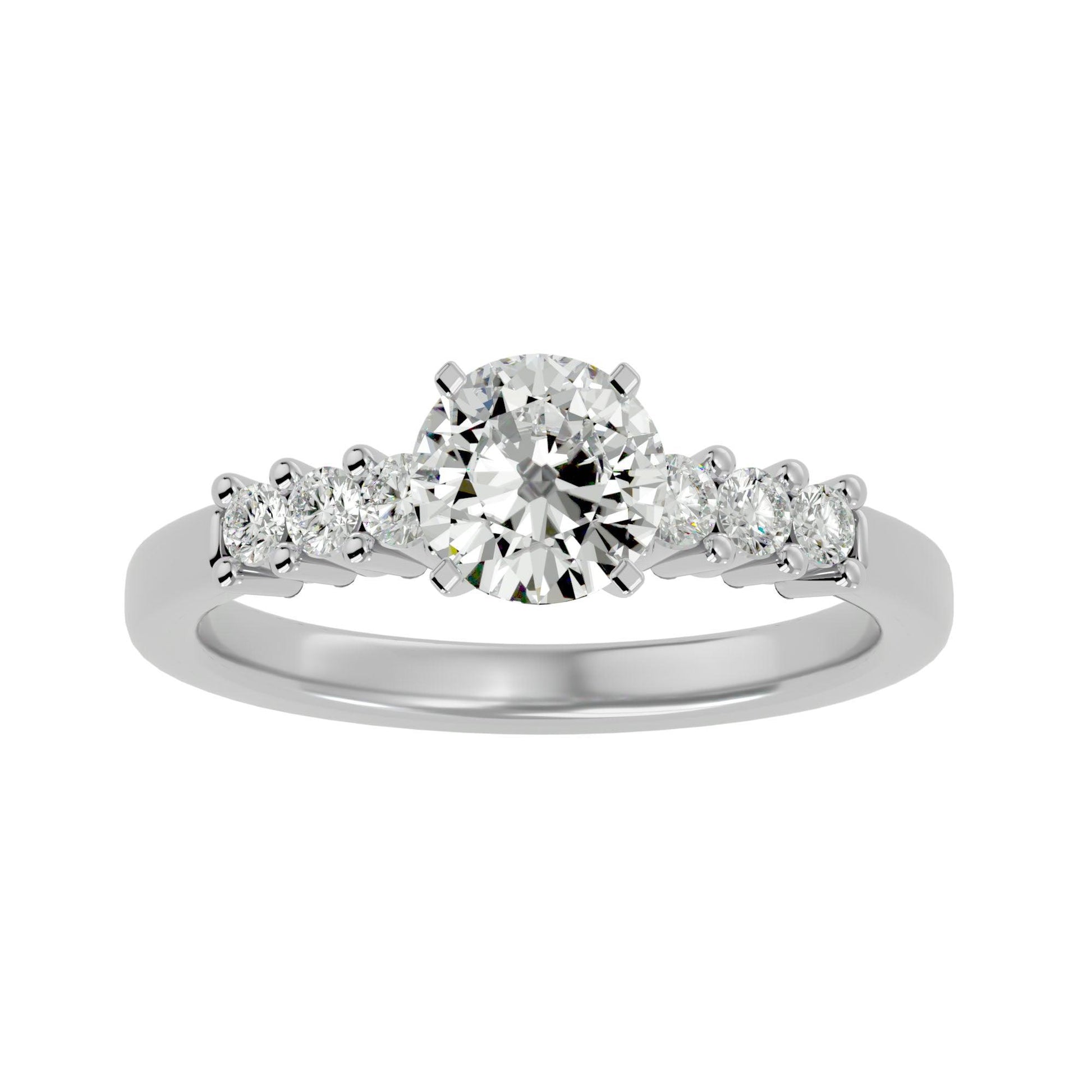 Lab Grown Round Cut Diamond Solitaire Ring In Platinum