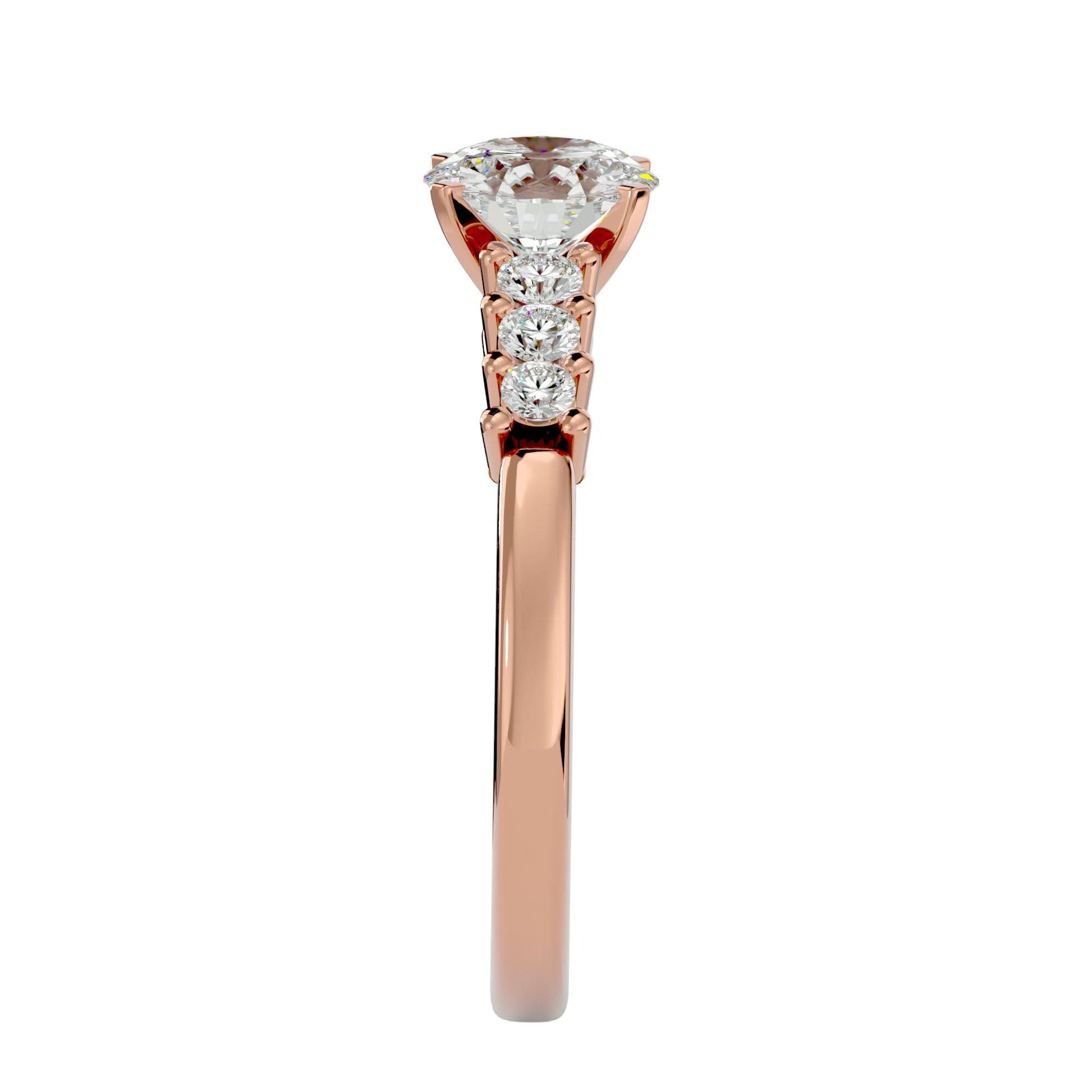 Lab Grown Round Cut Diamond Solitaire Ring In Rose Gold