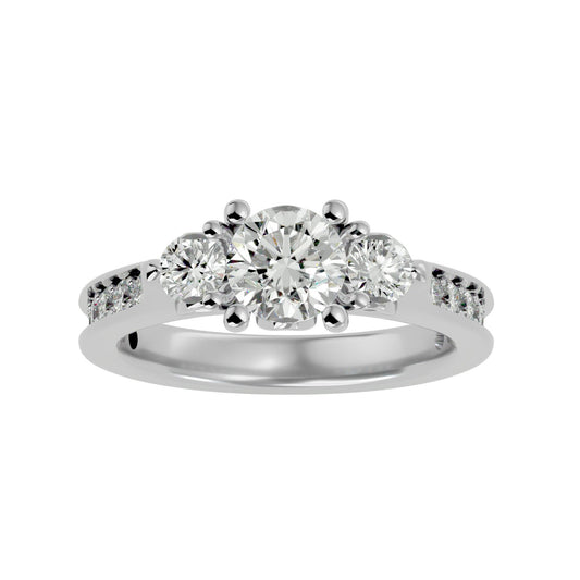 Lab Grown Triple Diamond In White Gold Ring