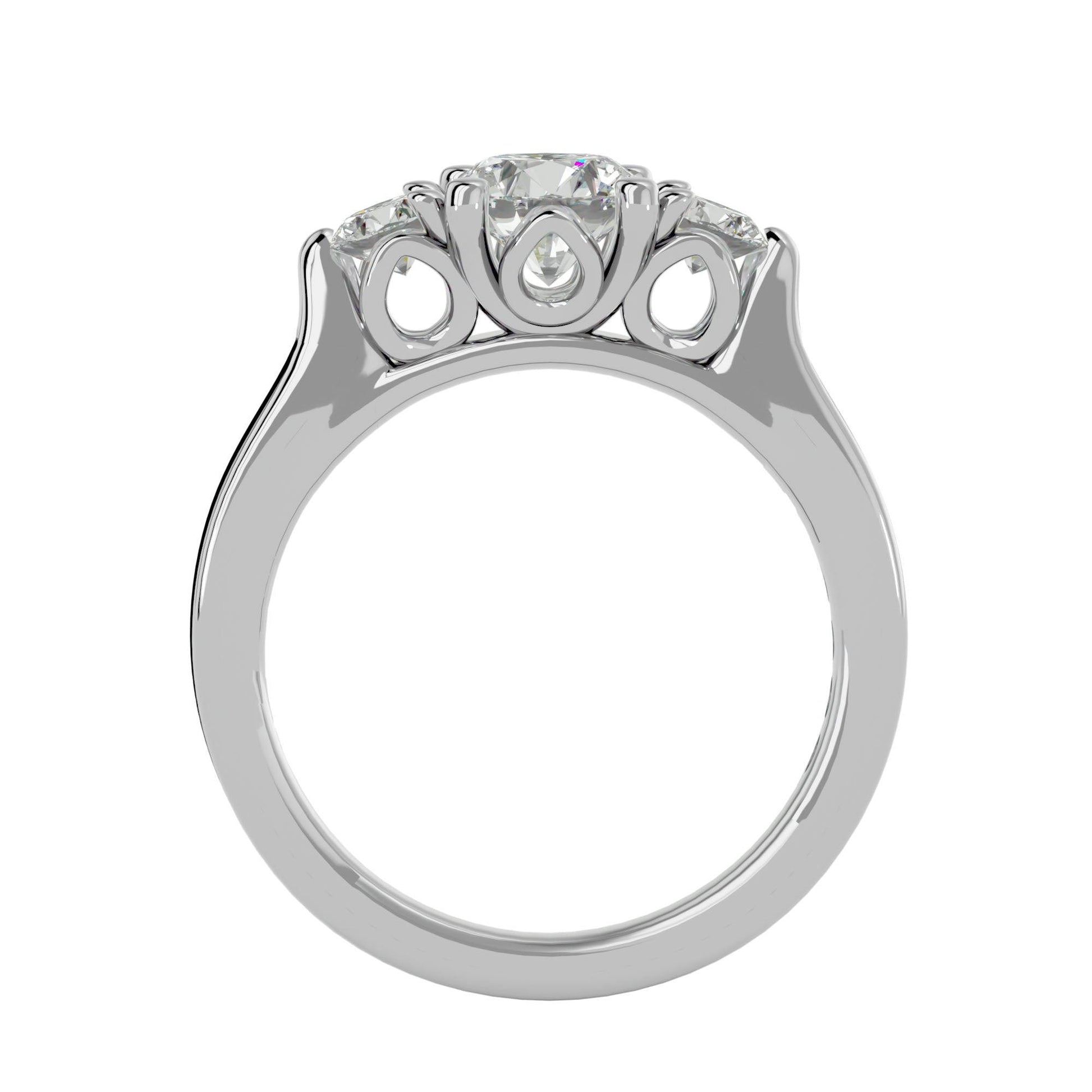 Lab Grown Triple Diamond In White Gold Ring