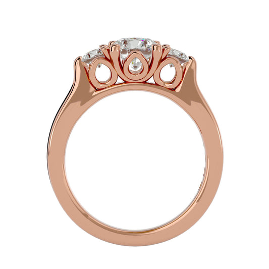 Lab Grown Triple Diamond Ring In Rose Gold