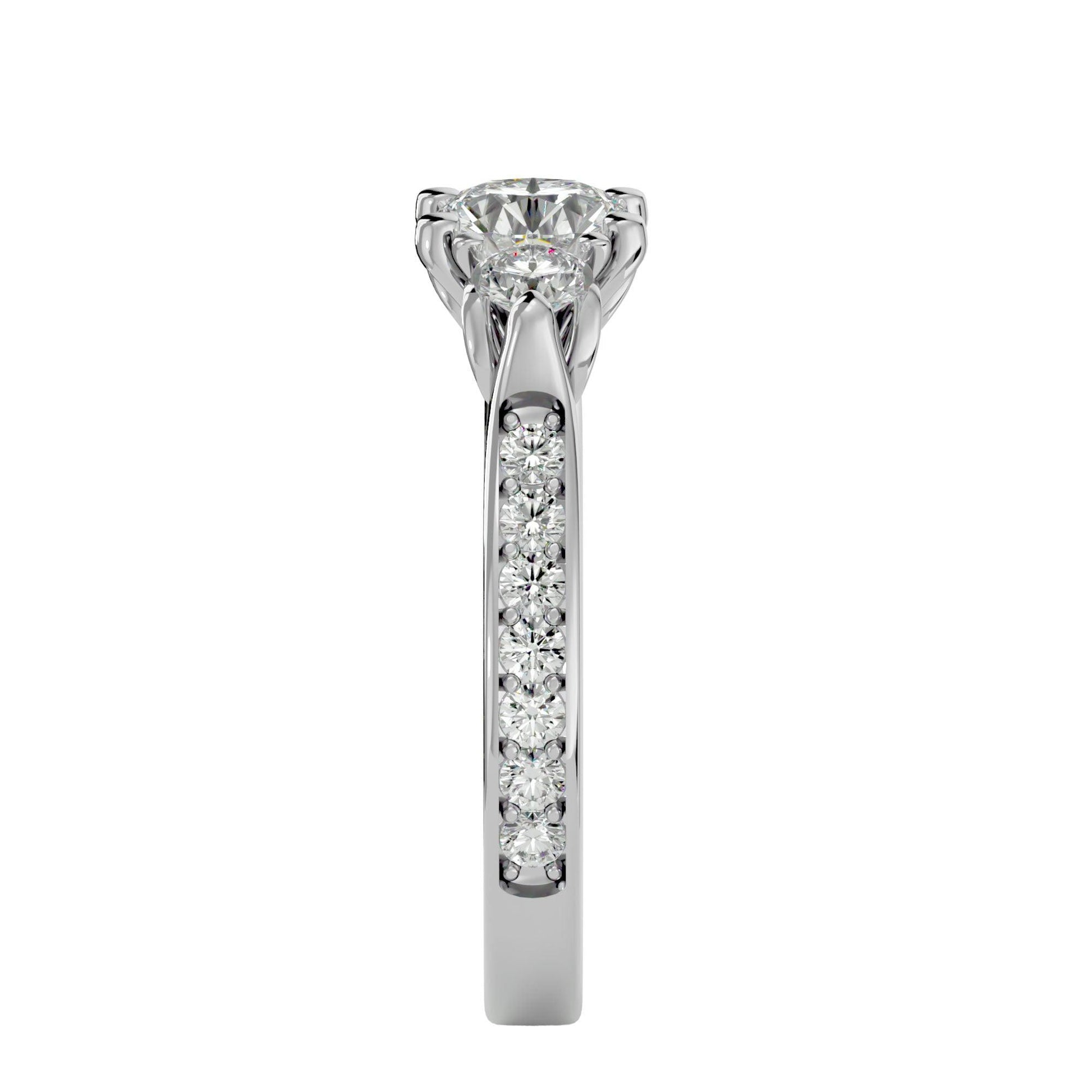 Lab Grown Triple Diamond In White Gold Ring