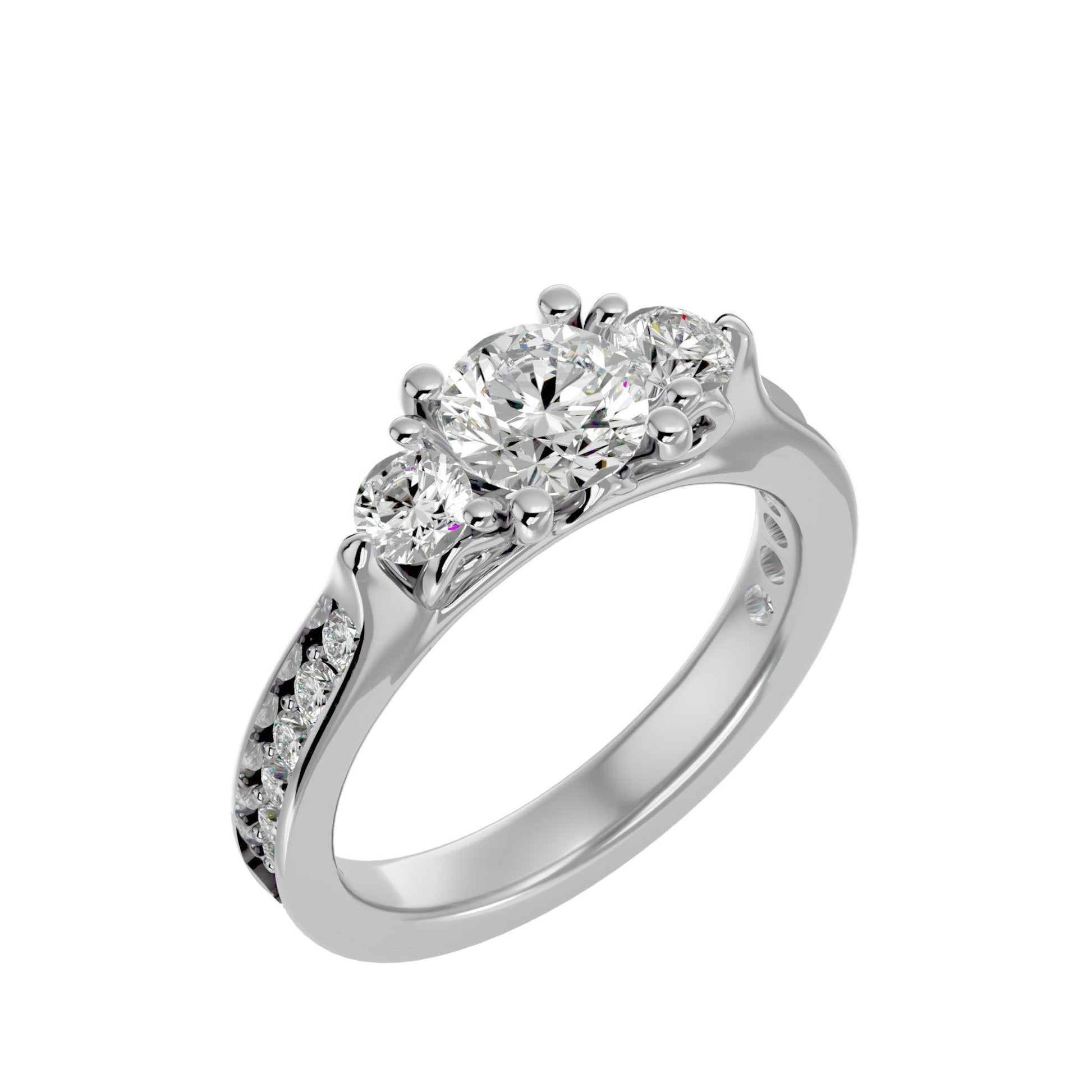 Lab Grown Triple Diamond In White Gold Ring