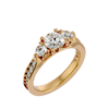 Lab Grown Triple Diamond Ring In Yellow Gold