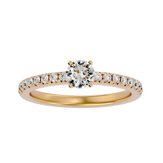 Lab Grown Round Diamond Ring Solitaire In Yellow Gold