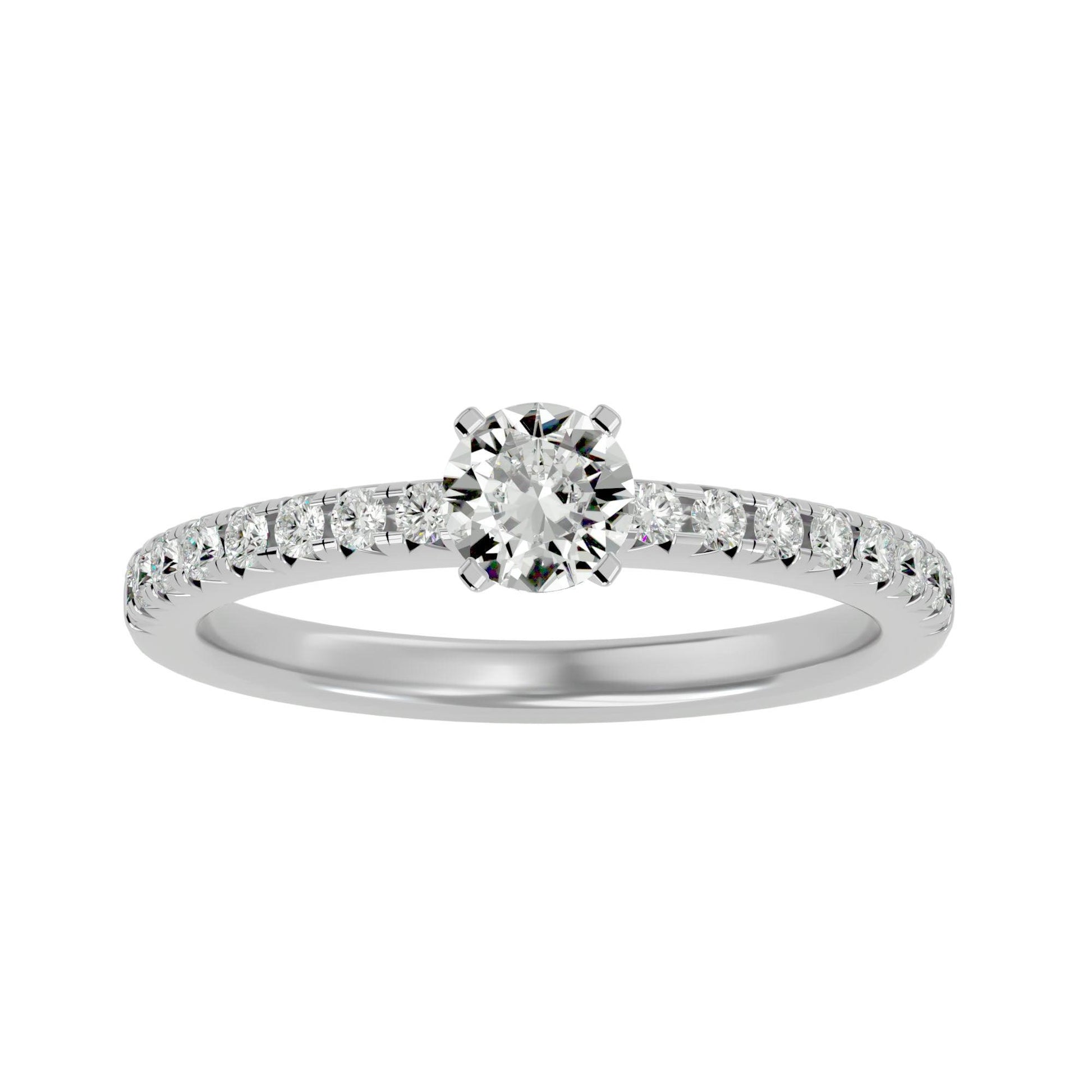 Lab Grown Round Diamond In White Gold Solitaire Ring