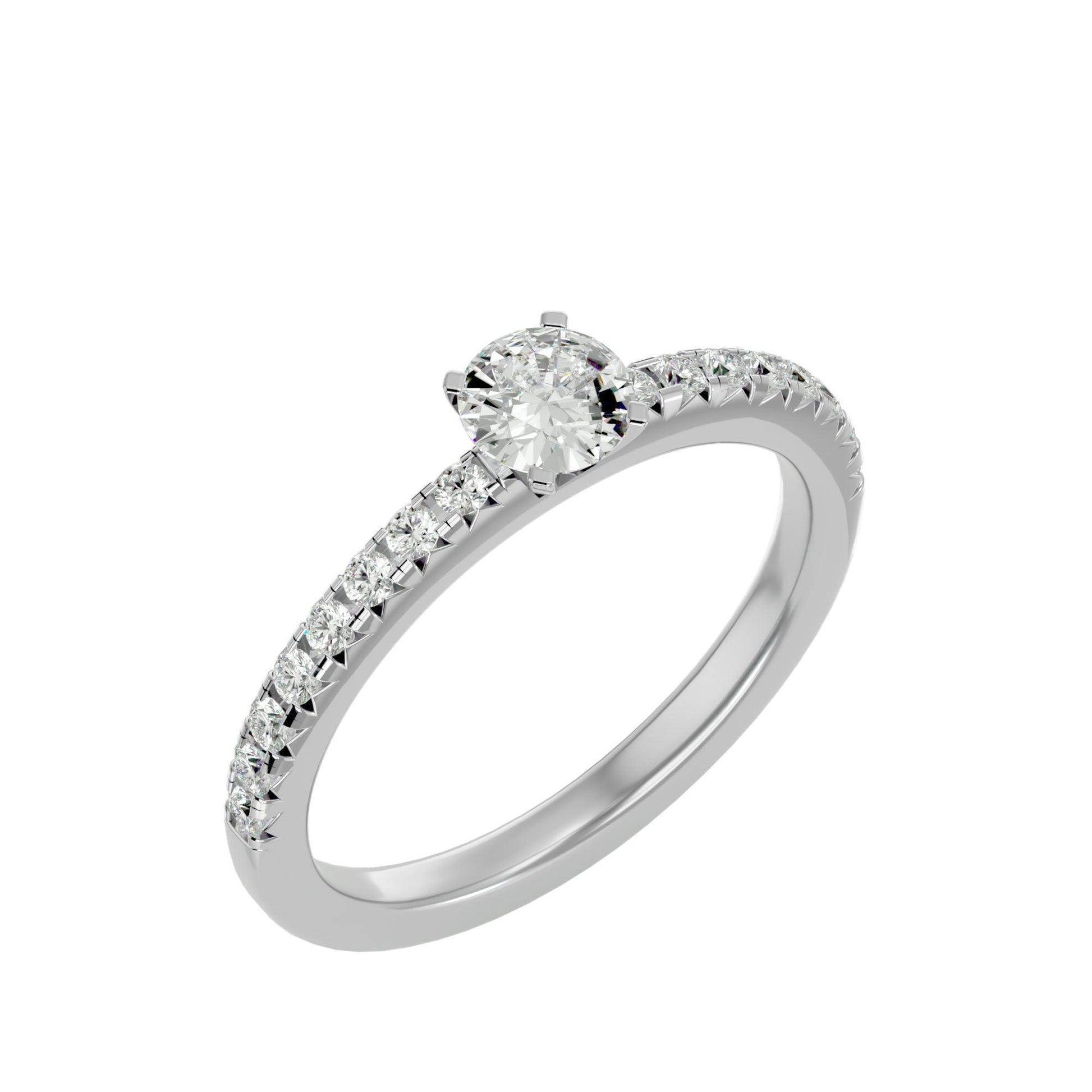 Lab Grown Round Diamond In White Gold Solitaire Ring