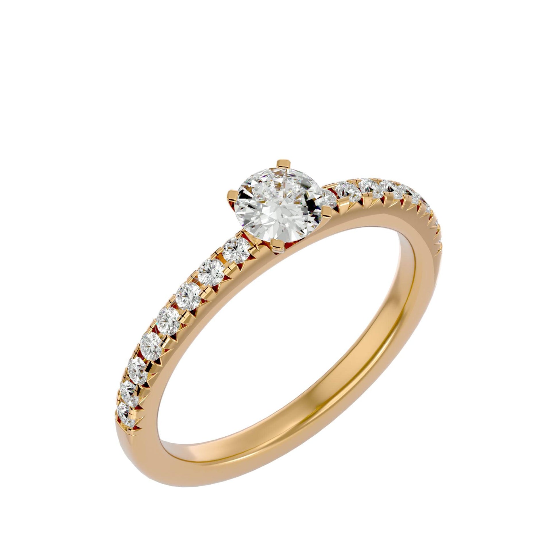 Lab Grown Round Diamond Ring Solitaire In Yellow Gold