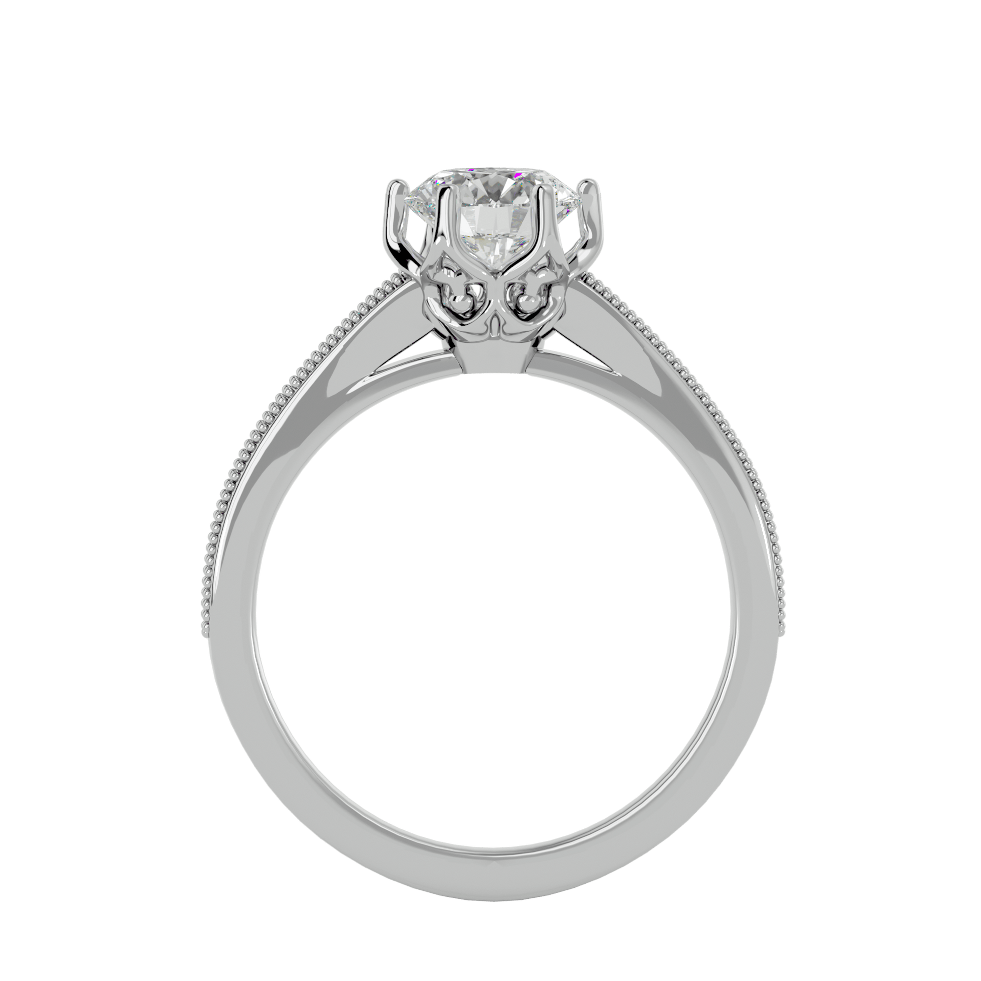 Lab Grown Round Diamond In WhIte Gold Solitaire Ring