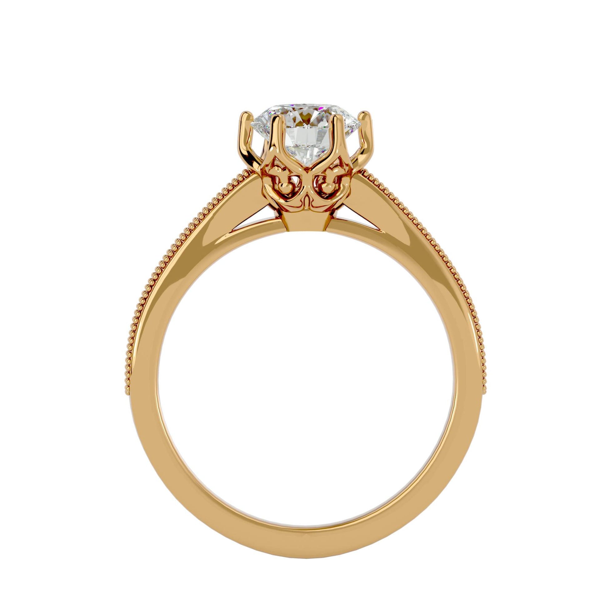 Lab grown Round Diamond Solitaire Ring In Yellow Gold