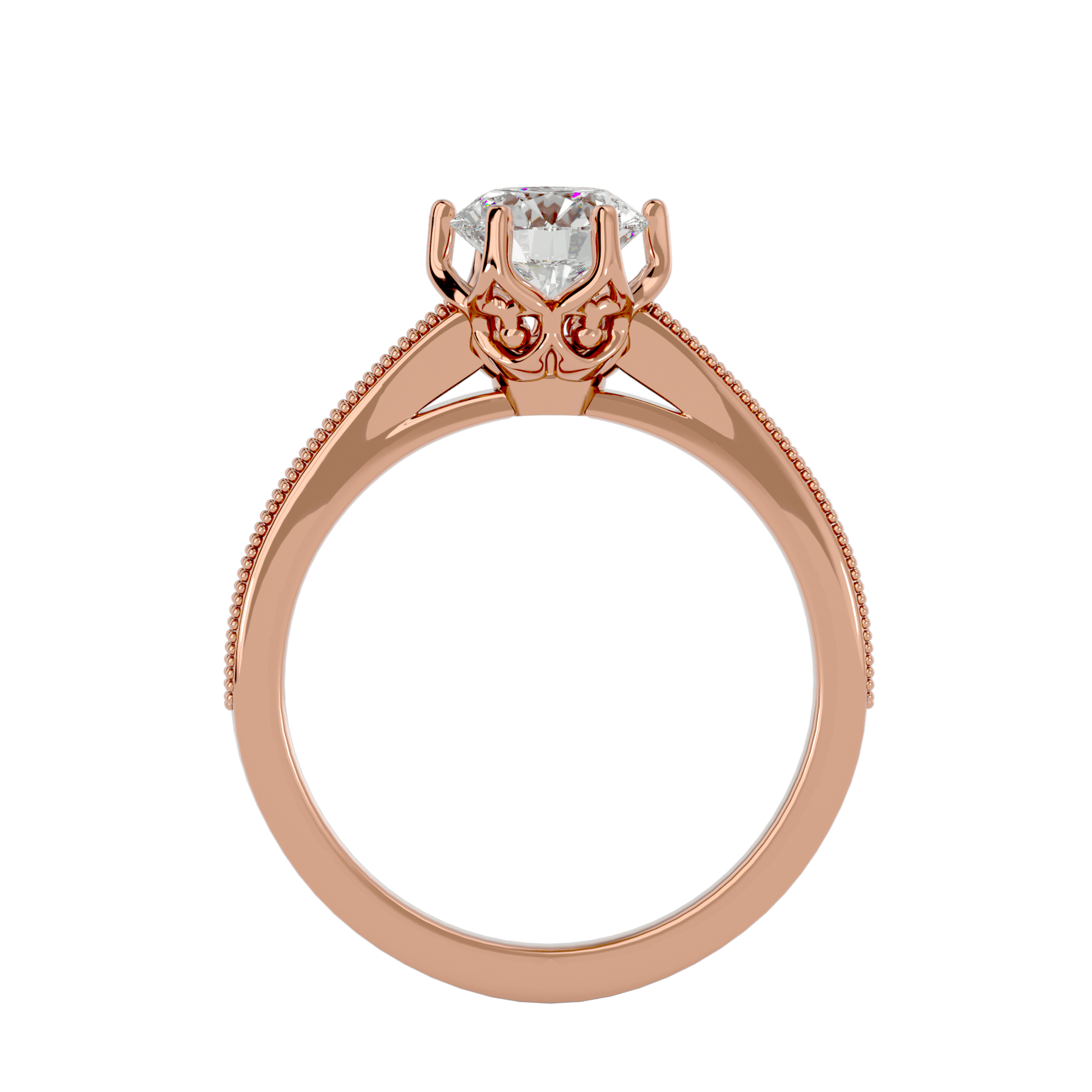 Lab Grown Round Diamond Solitaire Ring In Rose Gold.