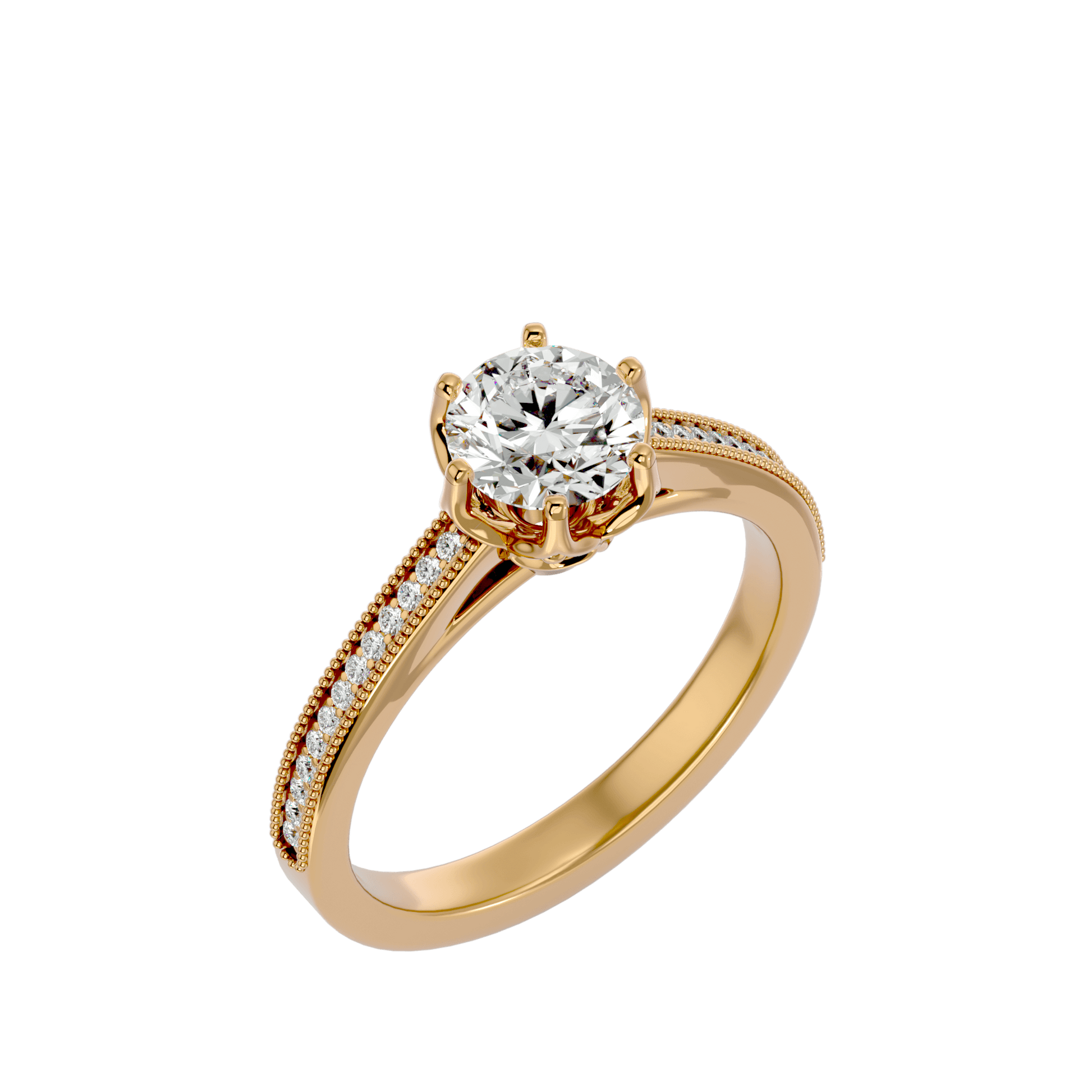 Lab grown Round Diamond Solitaire Ring In Yellow Gold