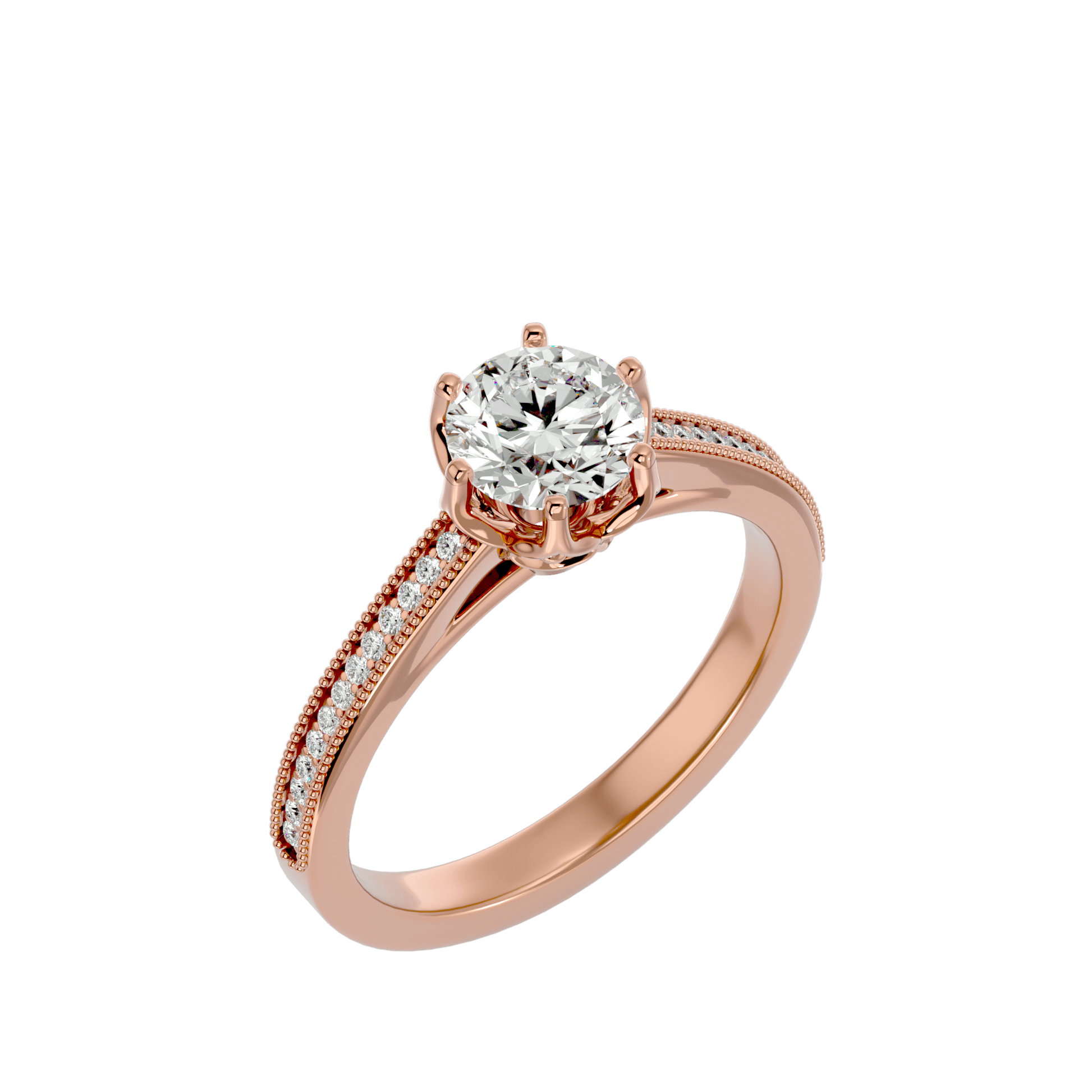 Lab Grown Round Diamond Solitaire Ring In Rose Gold.