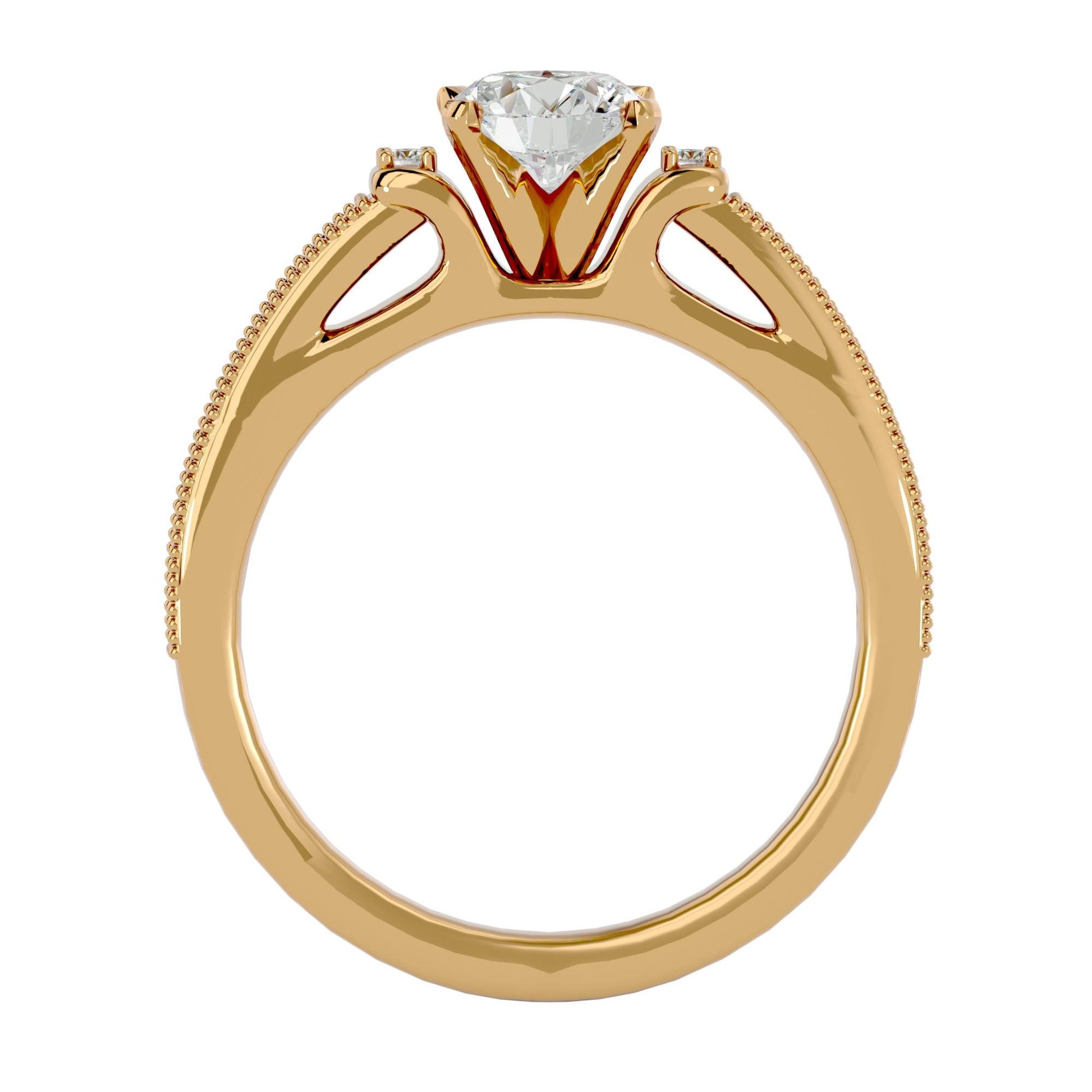 Lab Grown Round Diamond Solitaire Ring In Yellow Gold