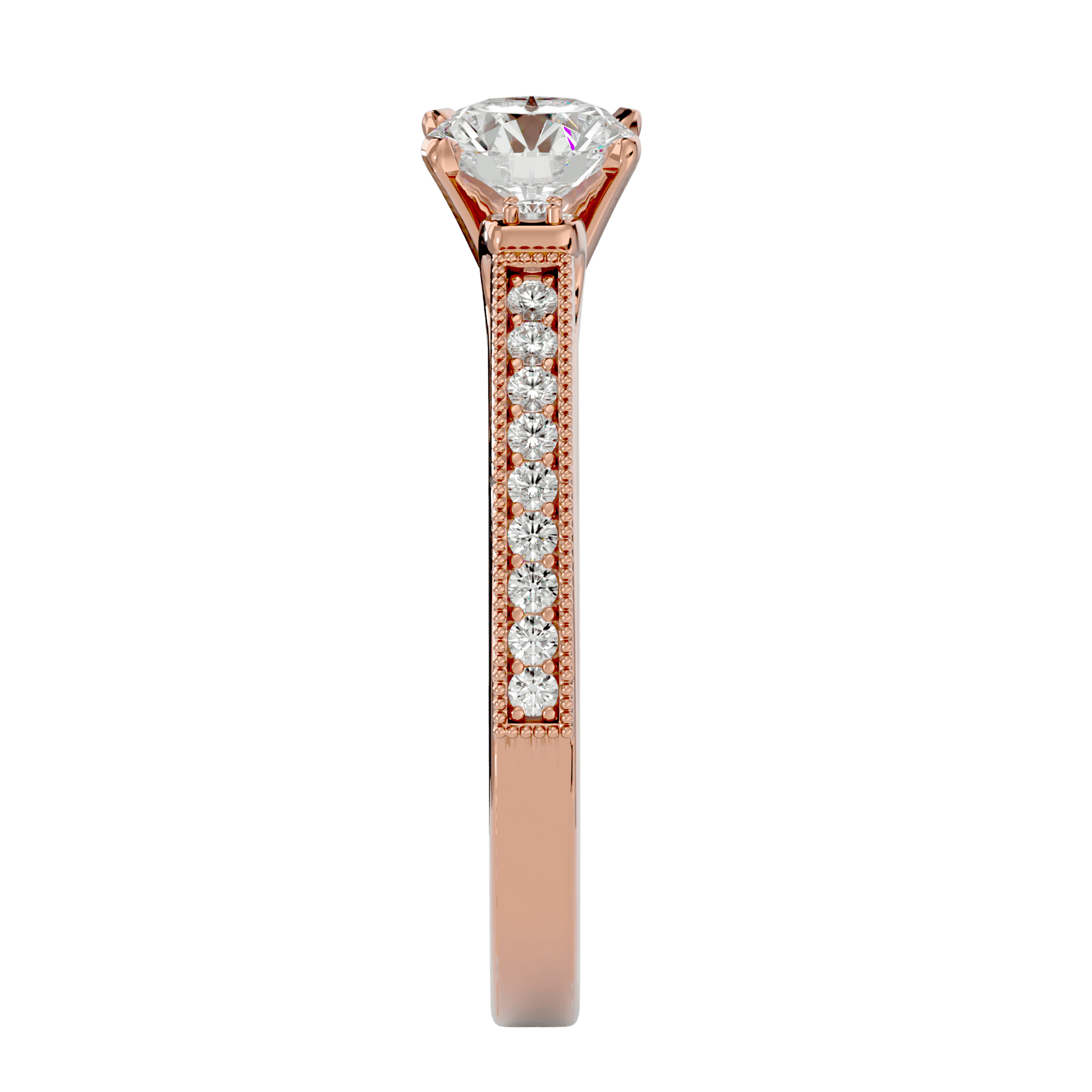 Lab Grown Round Diamond Solitaire Ring In Rose Gold