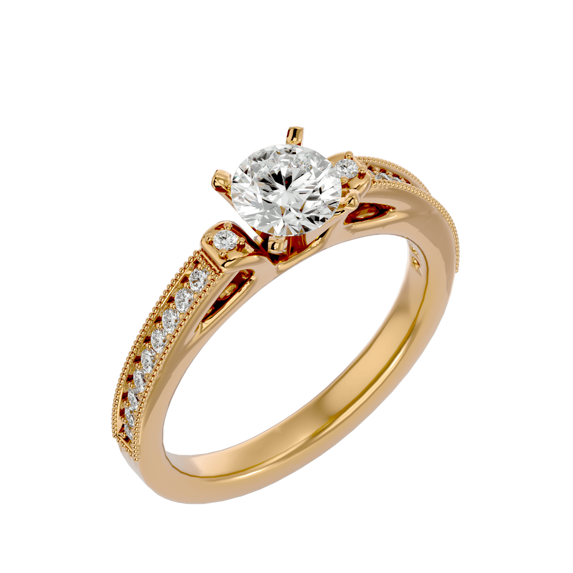 Lab Grown Round Diamond Solitaire Ring In Yellow Gold