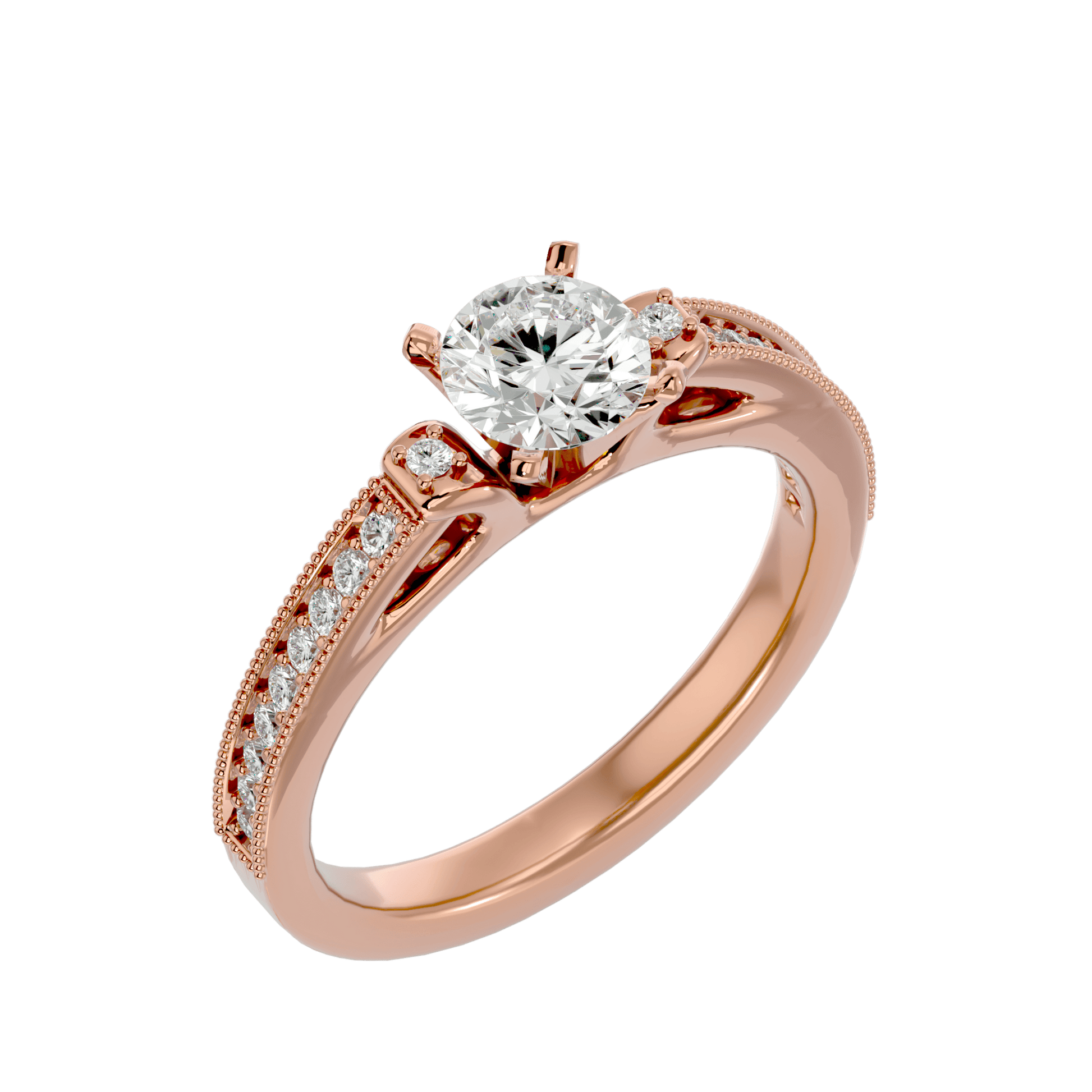 Lab Grown Round Diamond Solitaire Ring In Rose Gold